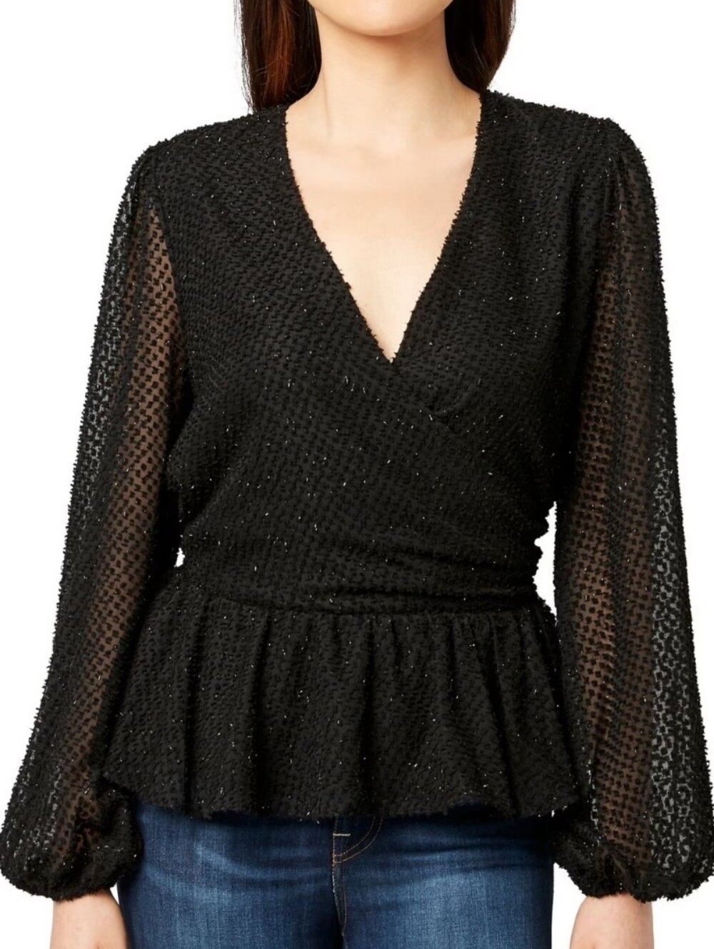 Cliché Long Sleeve V-Neckline Blouse